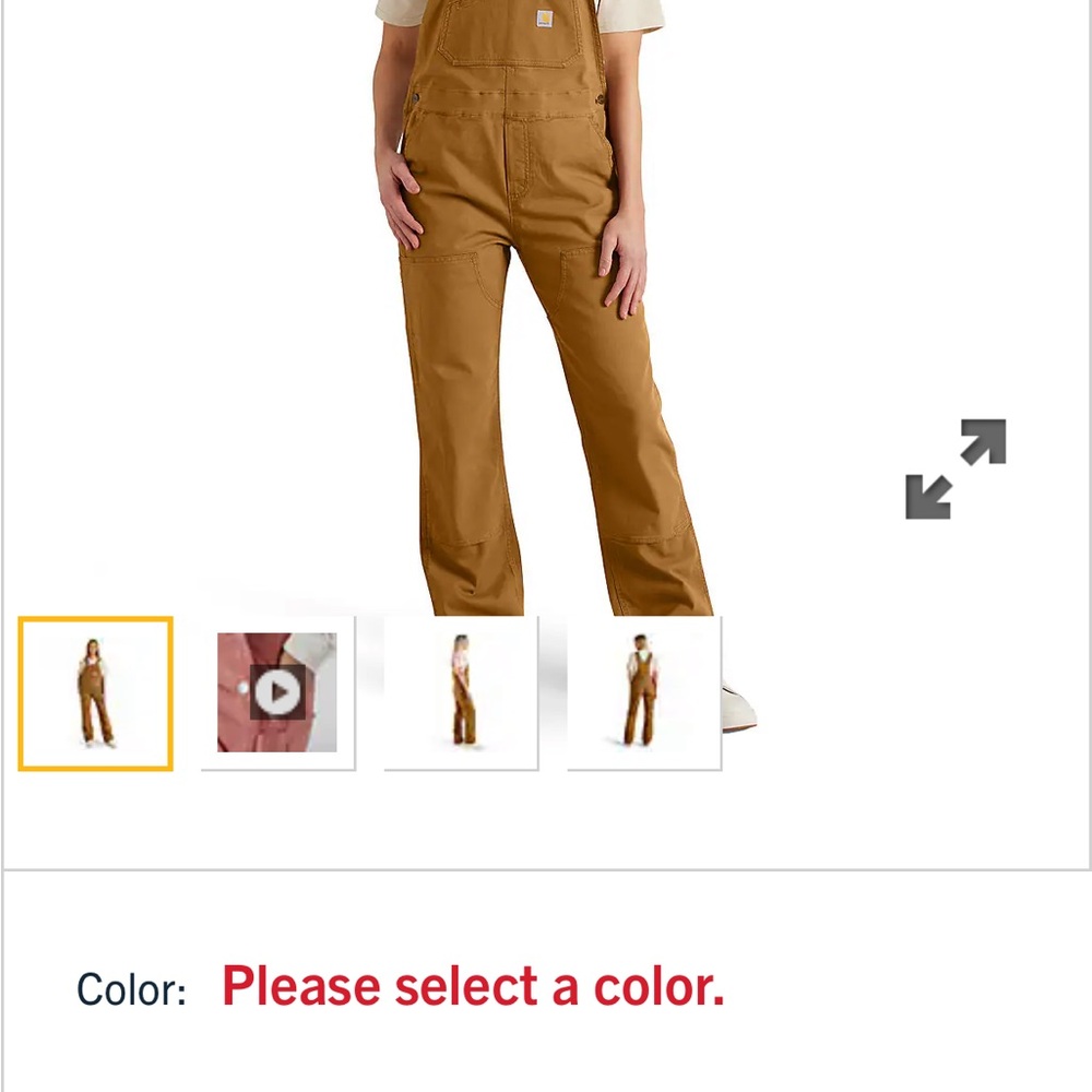 Carhartt  Women’s Tan Bib Overalls, unlined, new with tags, large 12/14